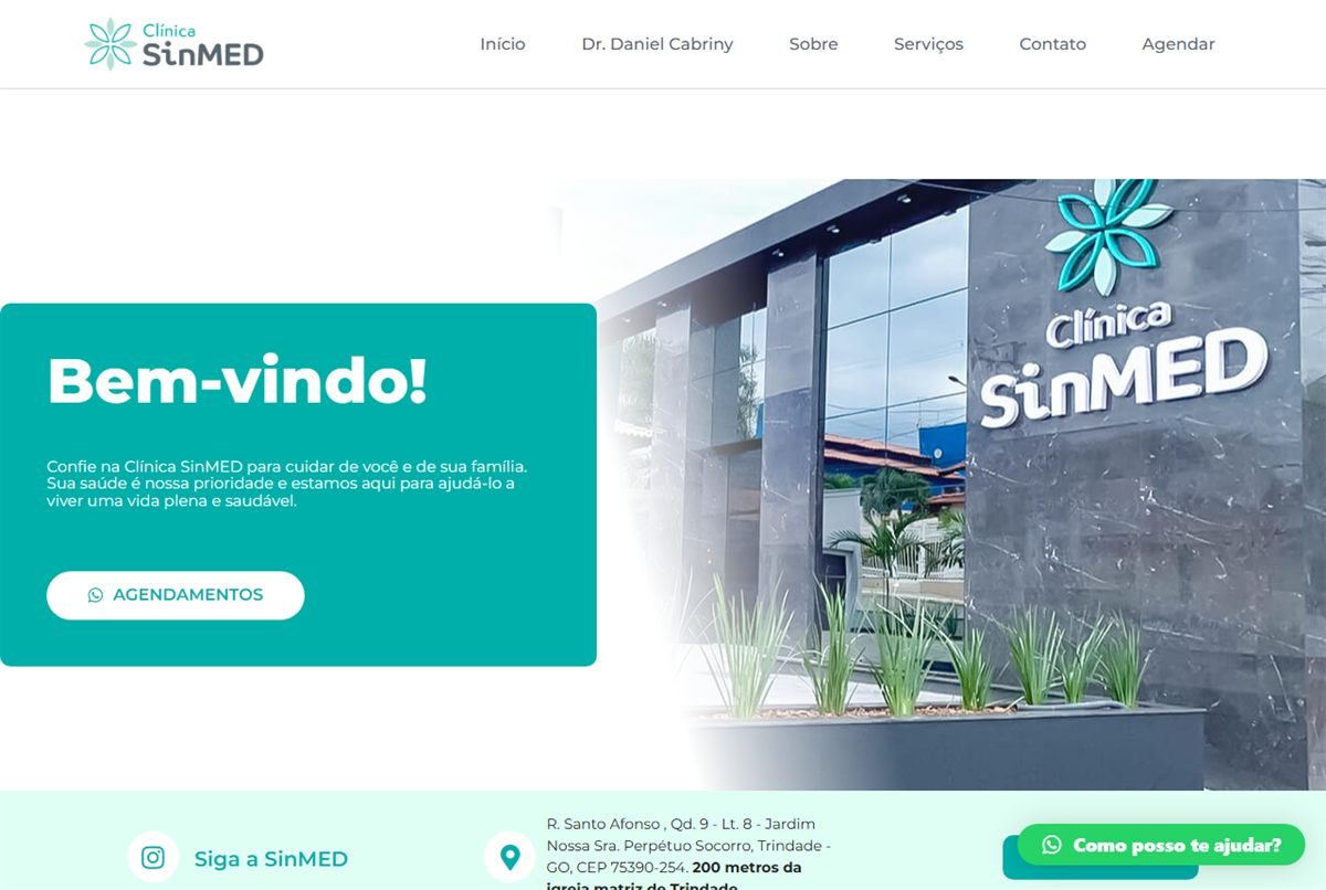 Página inicial do site de Clínica SinMED