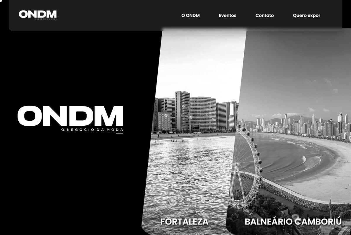 Página inicial do site de ONDM
